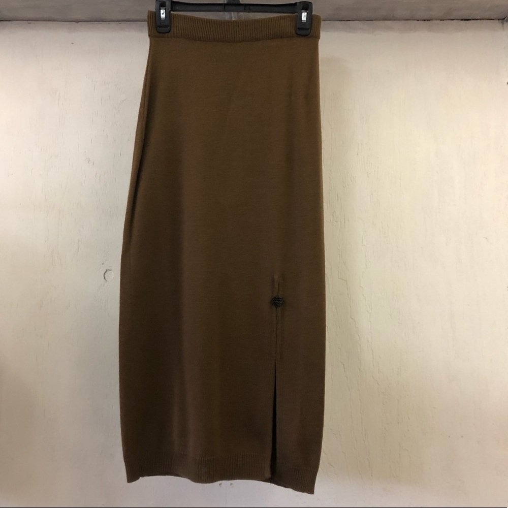 Long wool sweater skirt with split